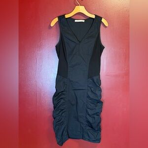 XCVI Wearables Raymond Dress Size M Black Knee Length Ruched Sleeveless